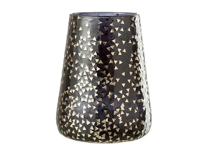 Photophore en Verre "Triangle" 23cm Noir & Or