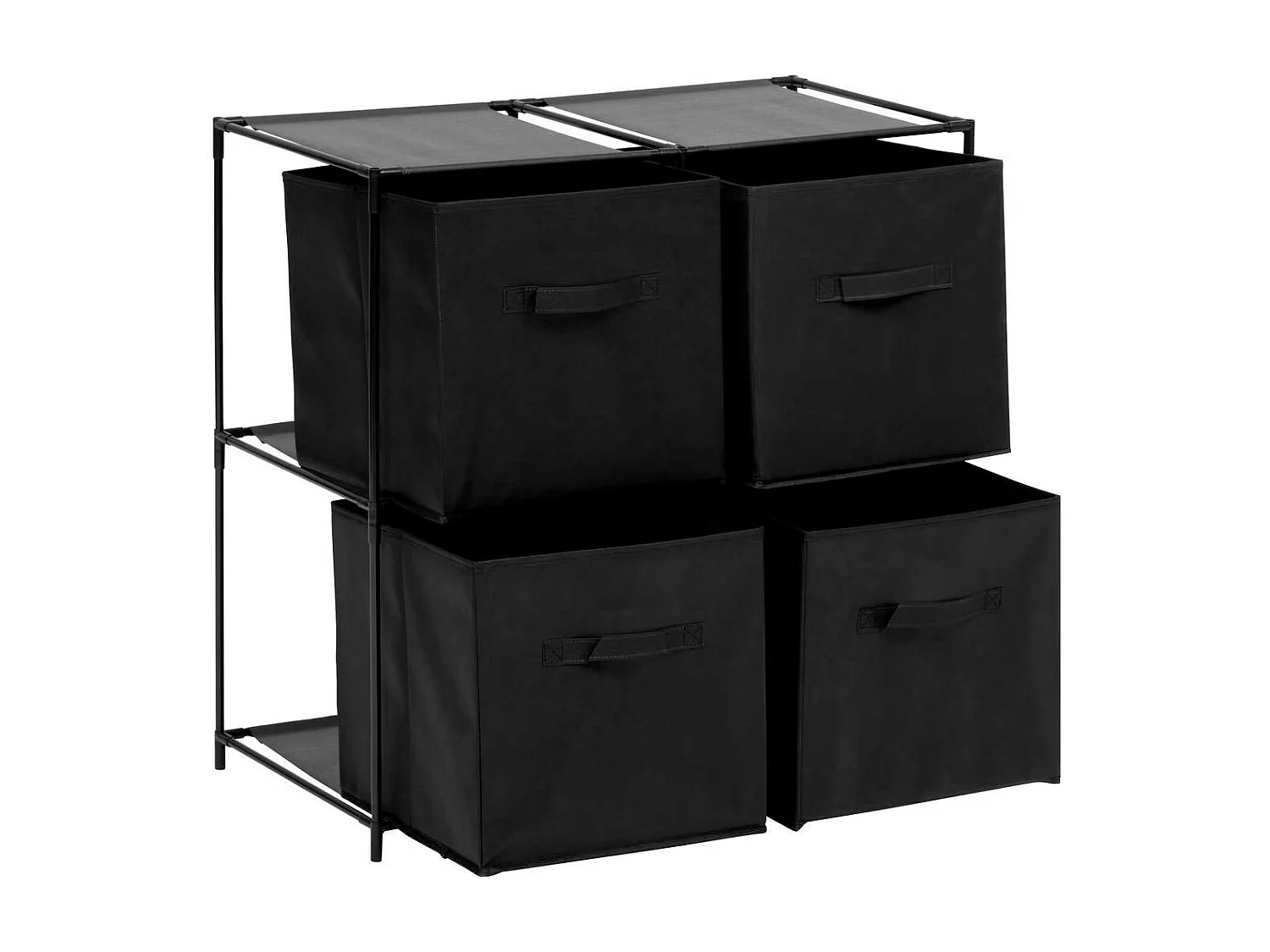 Étagère 4 Cases & 4 Boîtes "Mix n'Modul" 68cm Noir