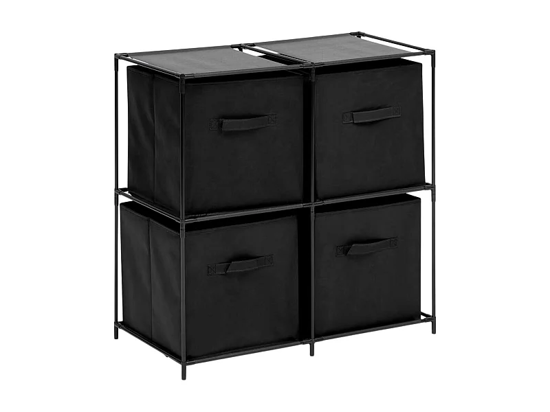 Étagère 4 Cases & 4 Boîtes "Mix n'Modul" 68cm Noir