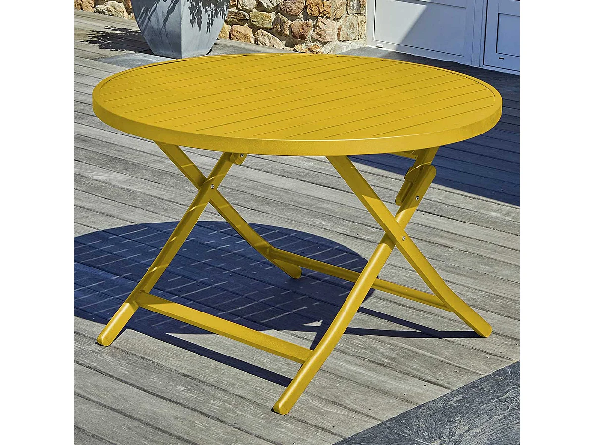 Table de Jardin Pliante "Marius" 110cm Moutarde