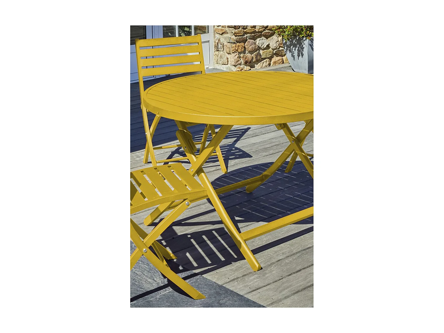 Table de Jardin Pliante "Marius" 110cm Moutarde