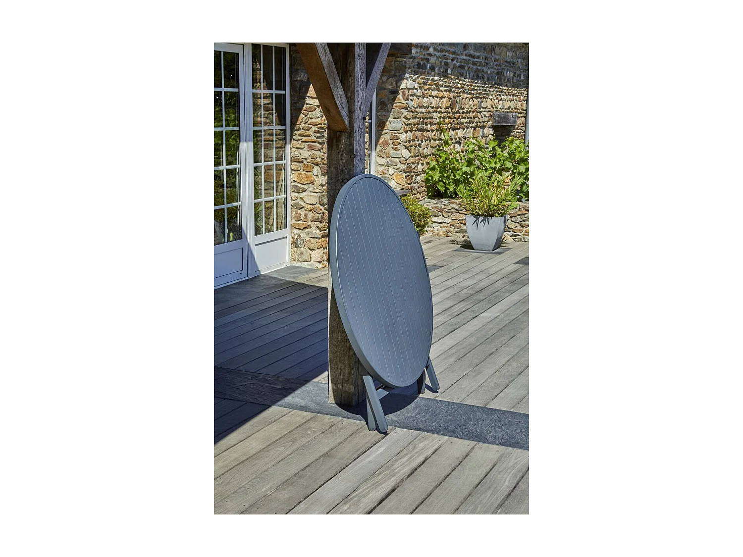 Table de Jardin Pliante "Marius" 110cm Gris Anthracite