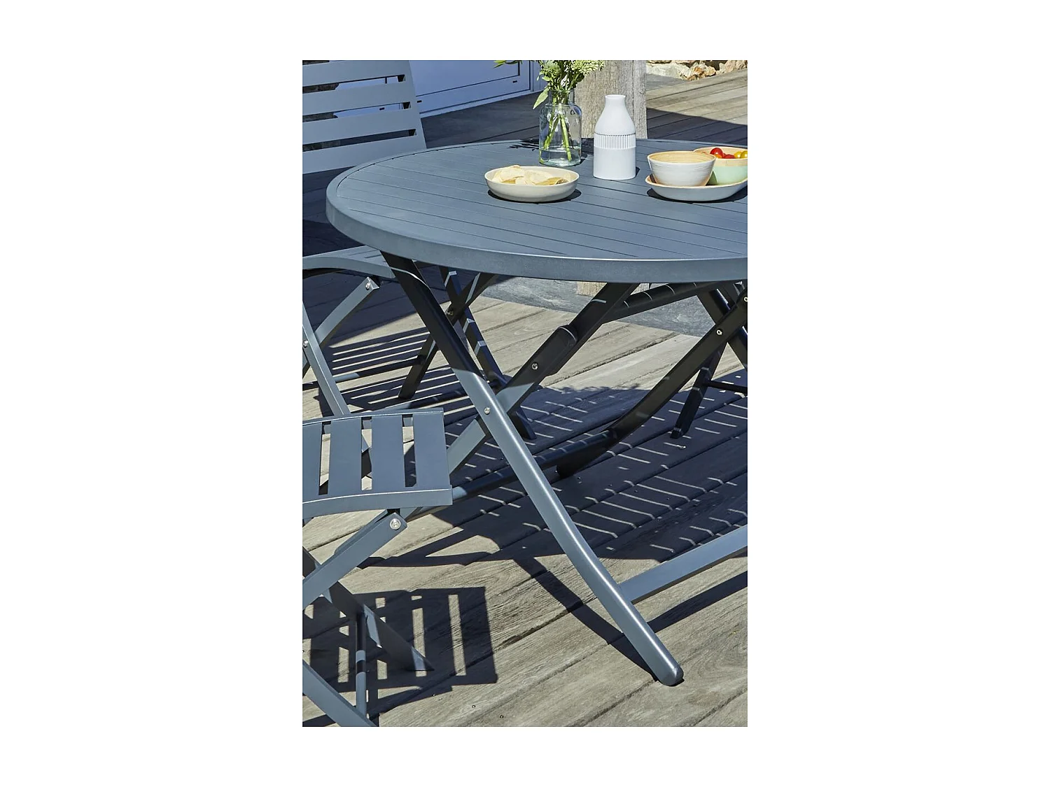 Table de Jardin Pliante "Marius" 110cm Gris Anthracite