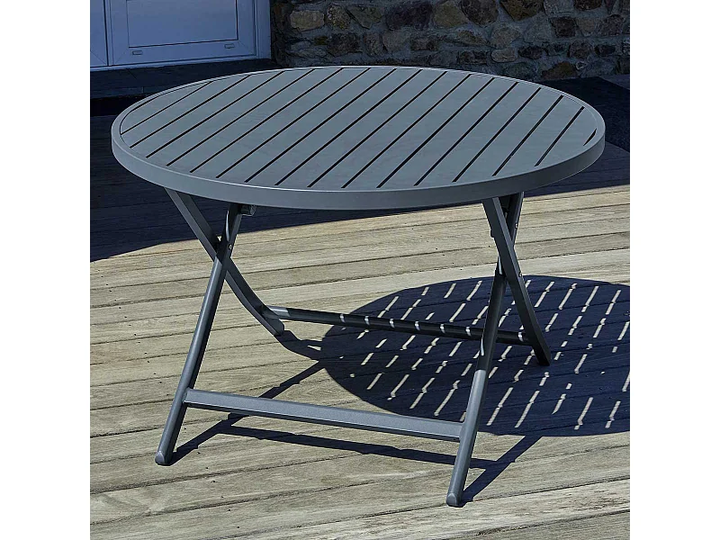Table de Jardin Pliante "Marius" 110cm Gris Anthracite