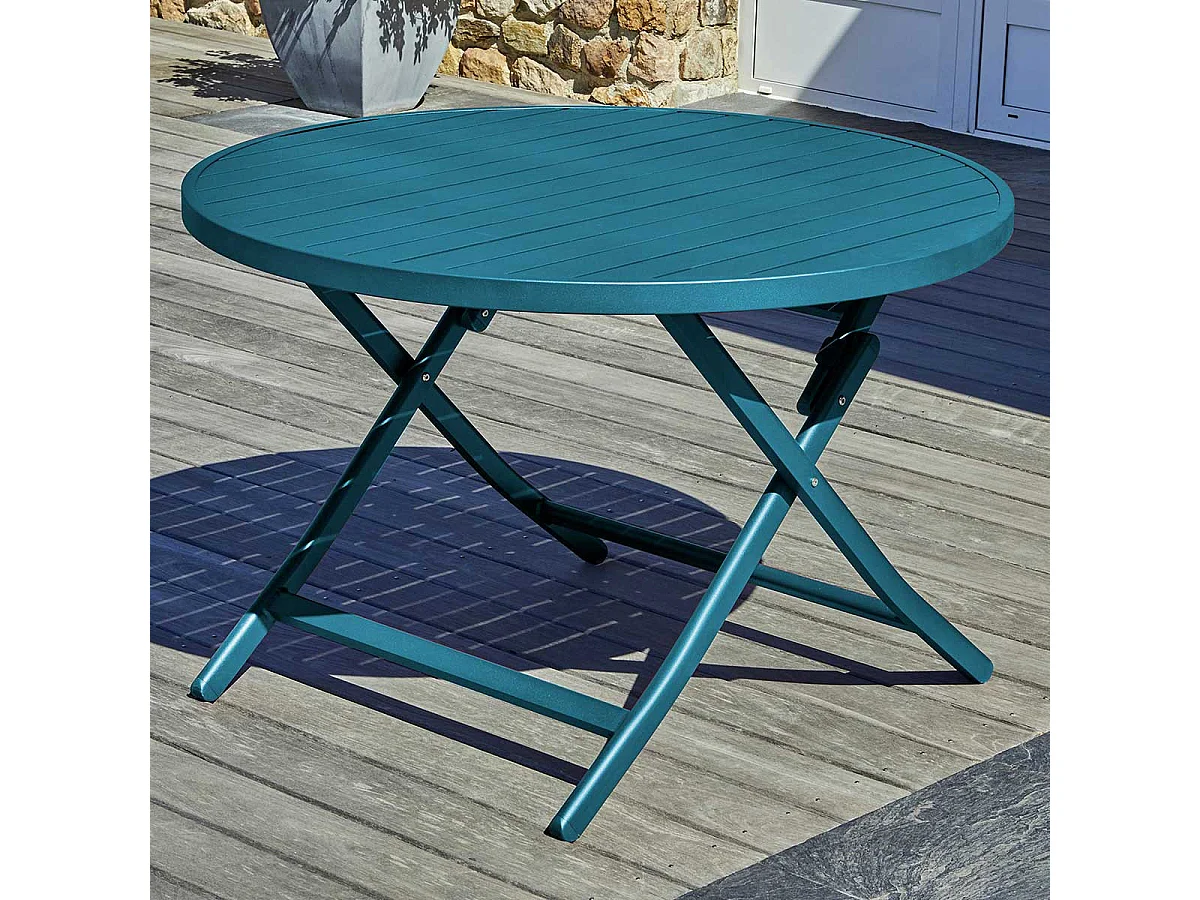 Table de Jardin Pliante "Marius" 110cm Bleu Canard
