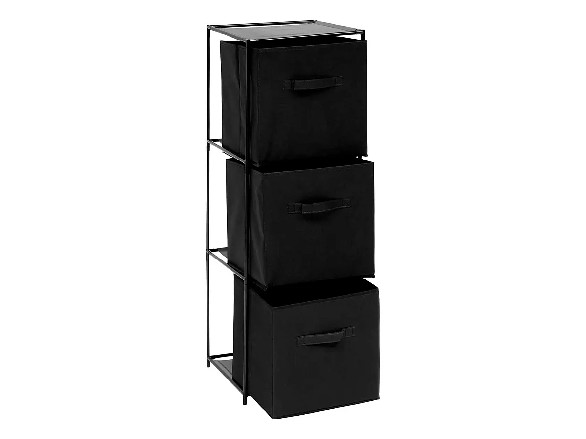 Étagère 3 Cases & 3 Boîtes "Mix n'Modul" 99cm Noir