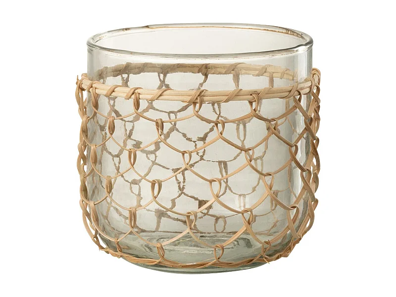 Photophore Design "Tricot" 13cm Transparent & Naturel