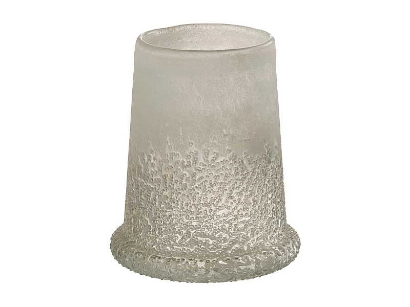 Photophore en Verre "Sucre" 15cm Blanc