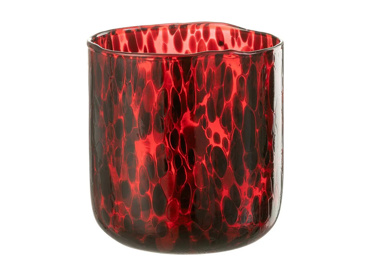 Photophore en Verre Tacheté "Preston" 15cm Rouge