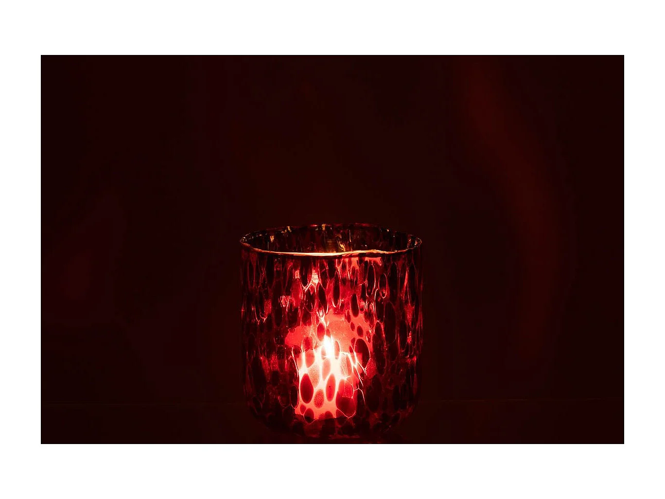 Photophore en Verre Tacheté "Preston" 15cm Rouge