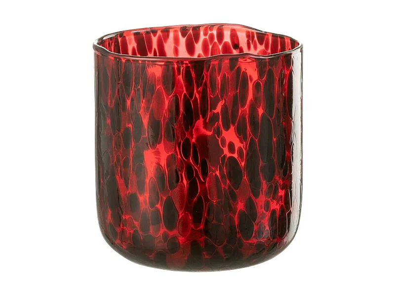 Photophore en Verre Tacheté "Preston" 15cm Rouge