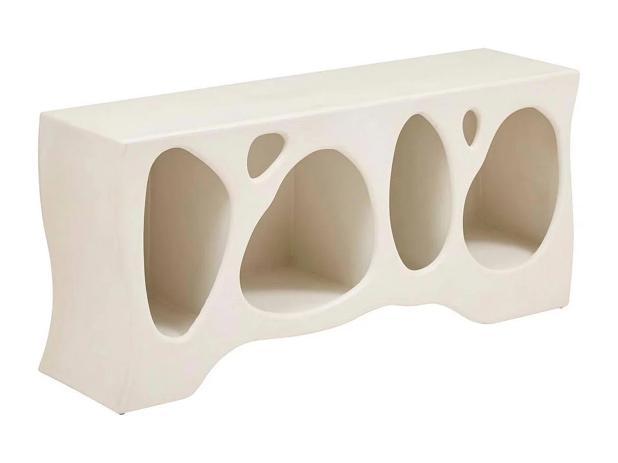 Meuble Bas Organique 4 Niches "Chesni" 137cm Ivoire