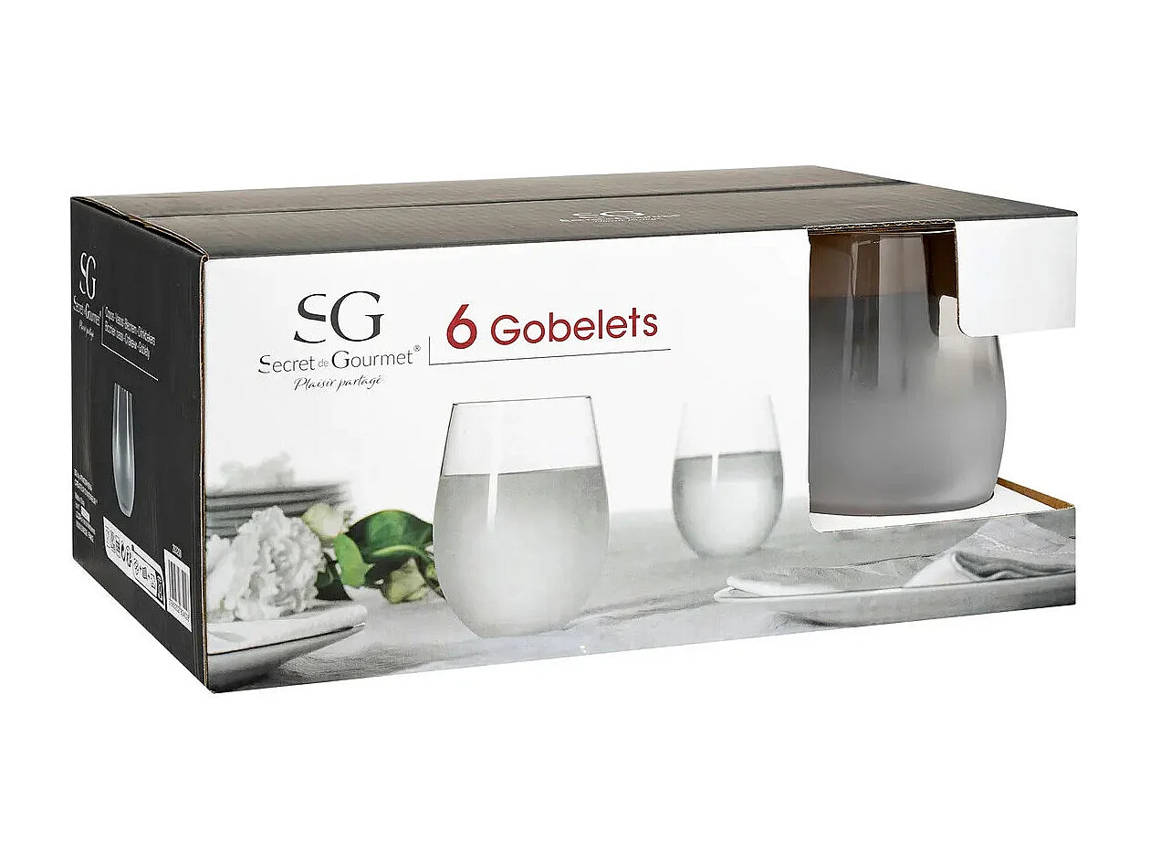 Lot de 6 Gobelets Bas "Givrés" 54cl Transparent