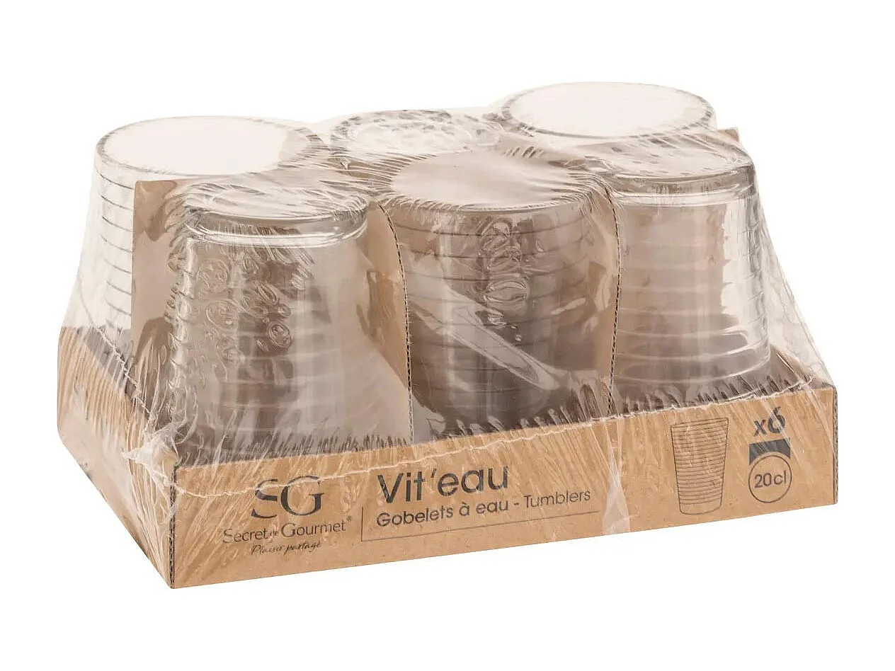 Lot de 6 Gobelets en Verre "Viteau" 20cl Transparent