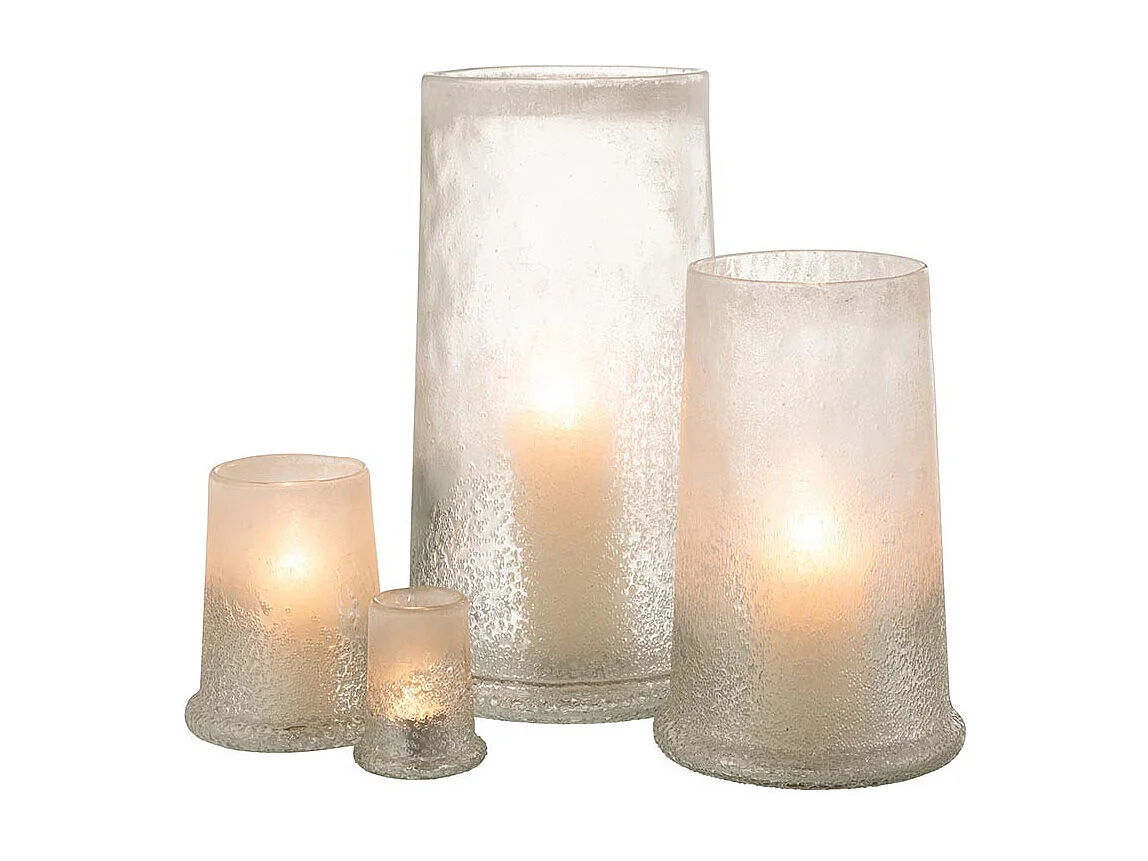 Photophore en Verre "Sucre" 38cm Blanc