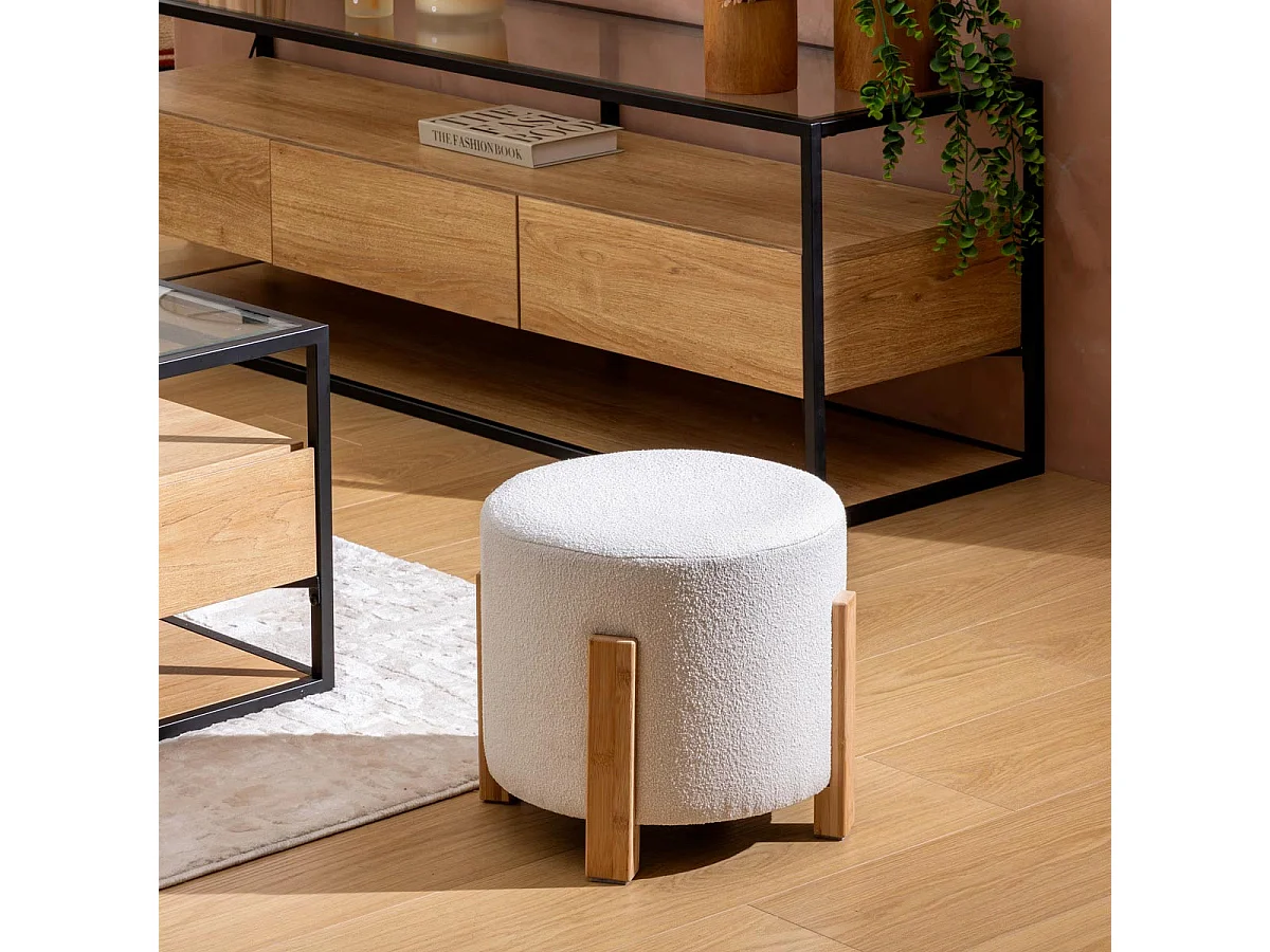 Tabouret d'Appoint Rond "Bansa" 37cm Blanc