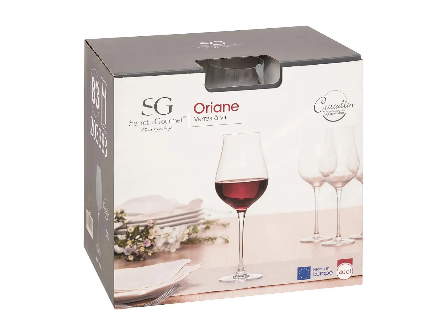 Lot de 6 Verres à Vin "Oriane" 40cl Transparent
