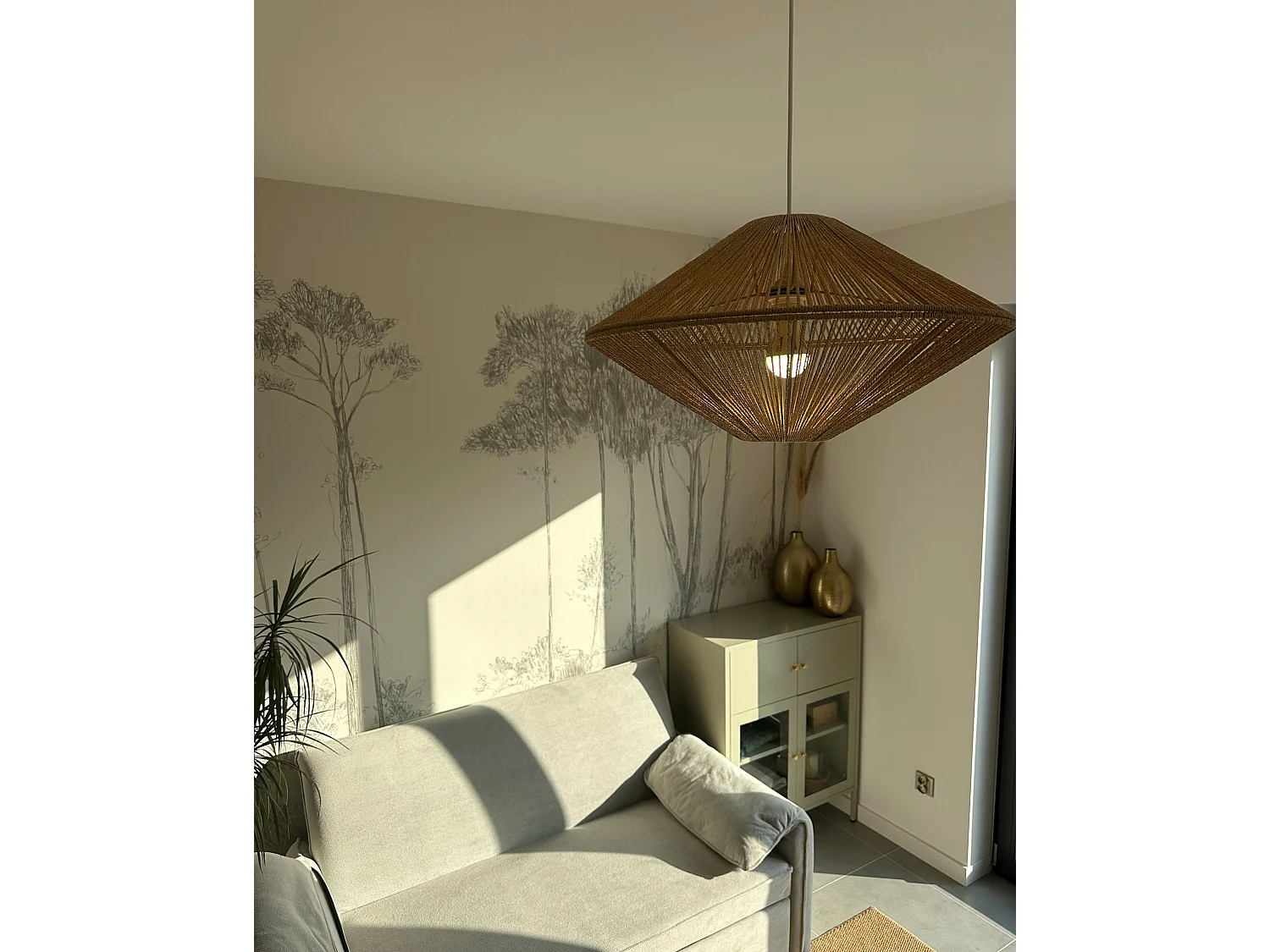 Pendant Lamp CAVES Paper Rope Natural