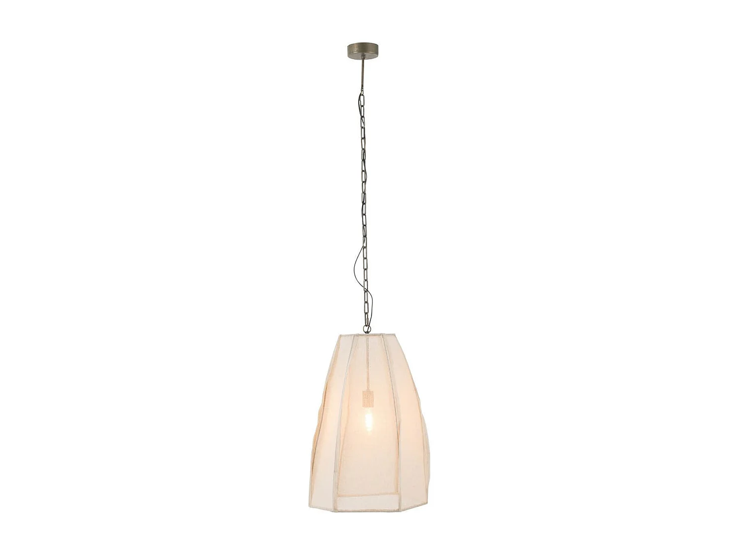 Lampe Suspension en Lin "Poire" 173cm Blanc