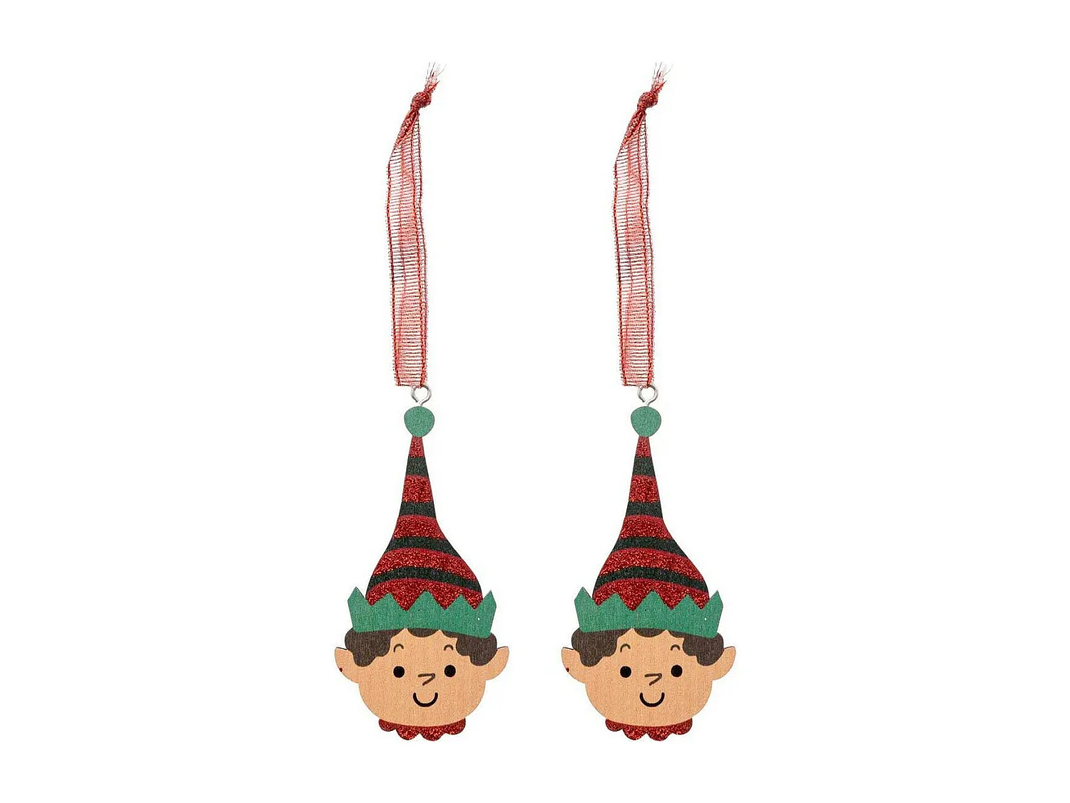 Lot de 2 Sujets de Noël "Tête de Lutin" 11cm Multicolore