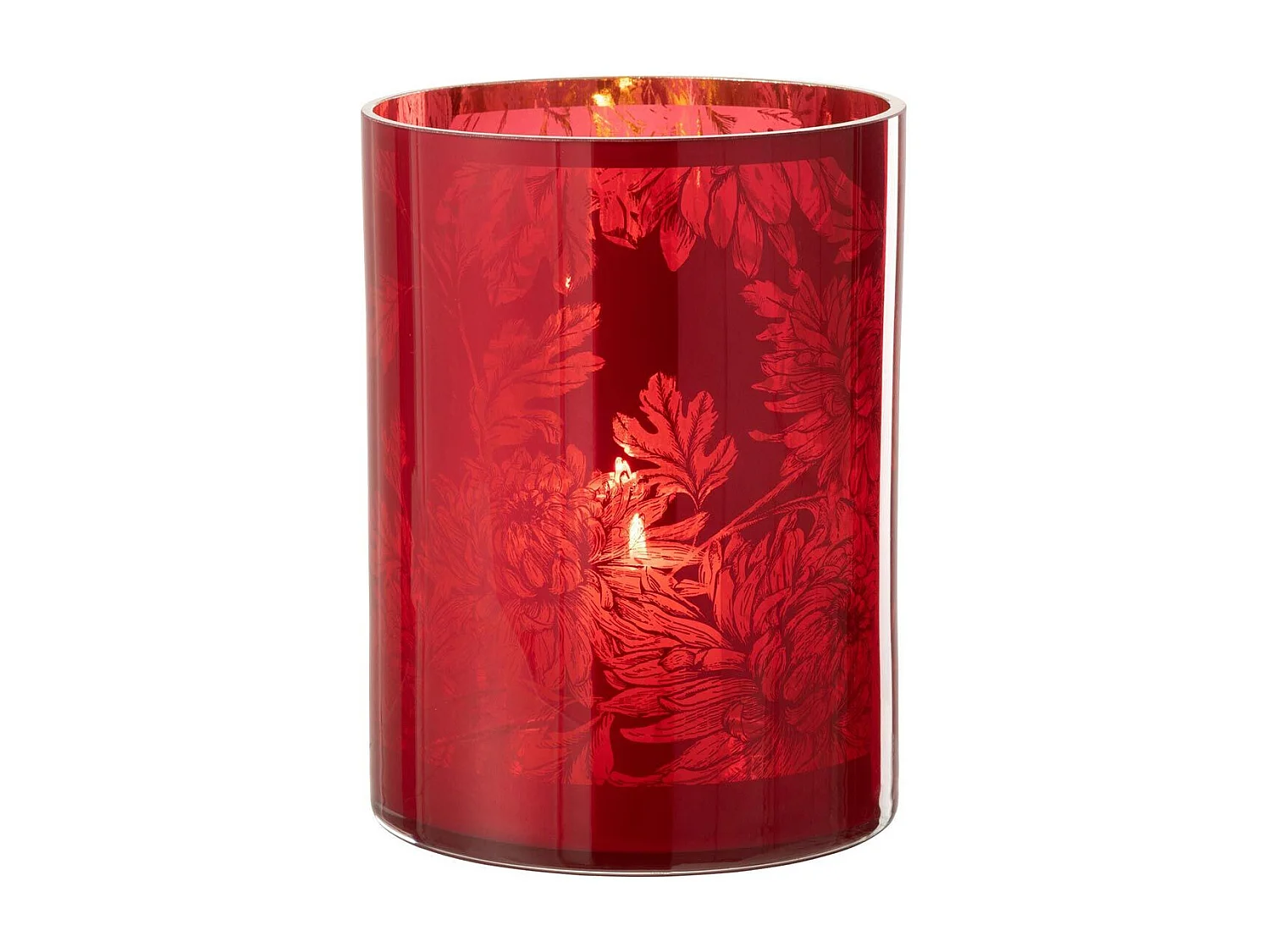 Photophore Design en Verre "Flora" 24cm Rouge