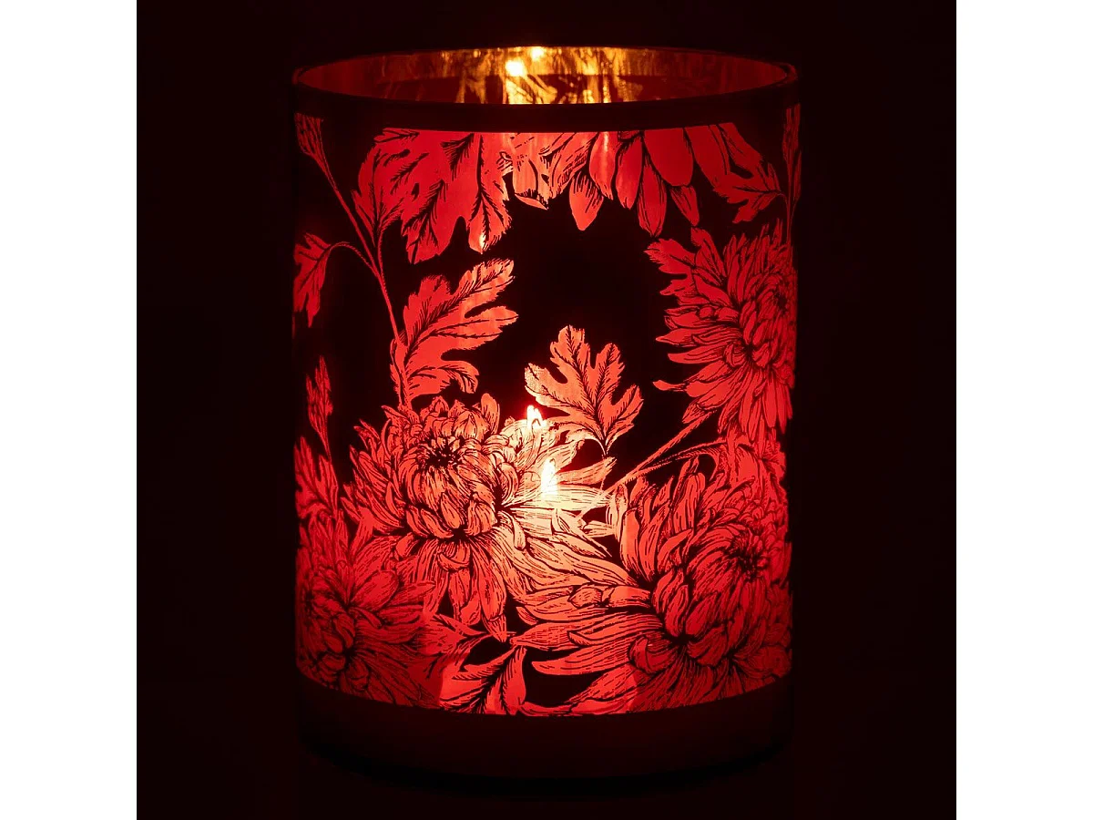 Photophore Design en Verre "Flora" 24cm Rouge