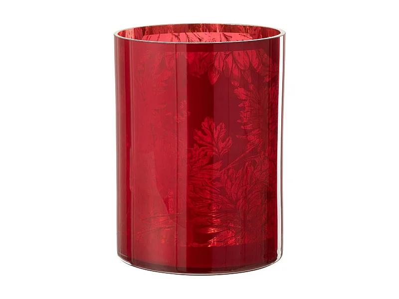 Photophore Design en Verre "Flora" 24cm Rouge