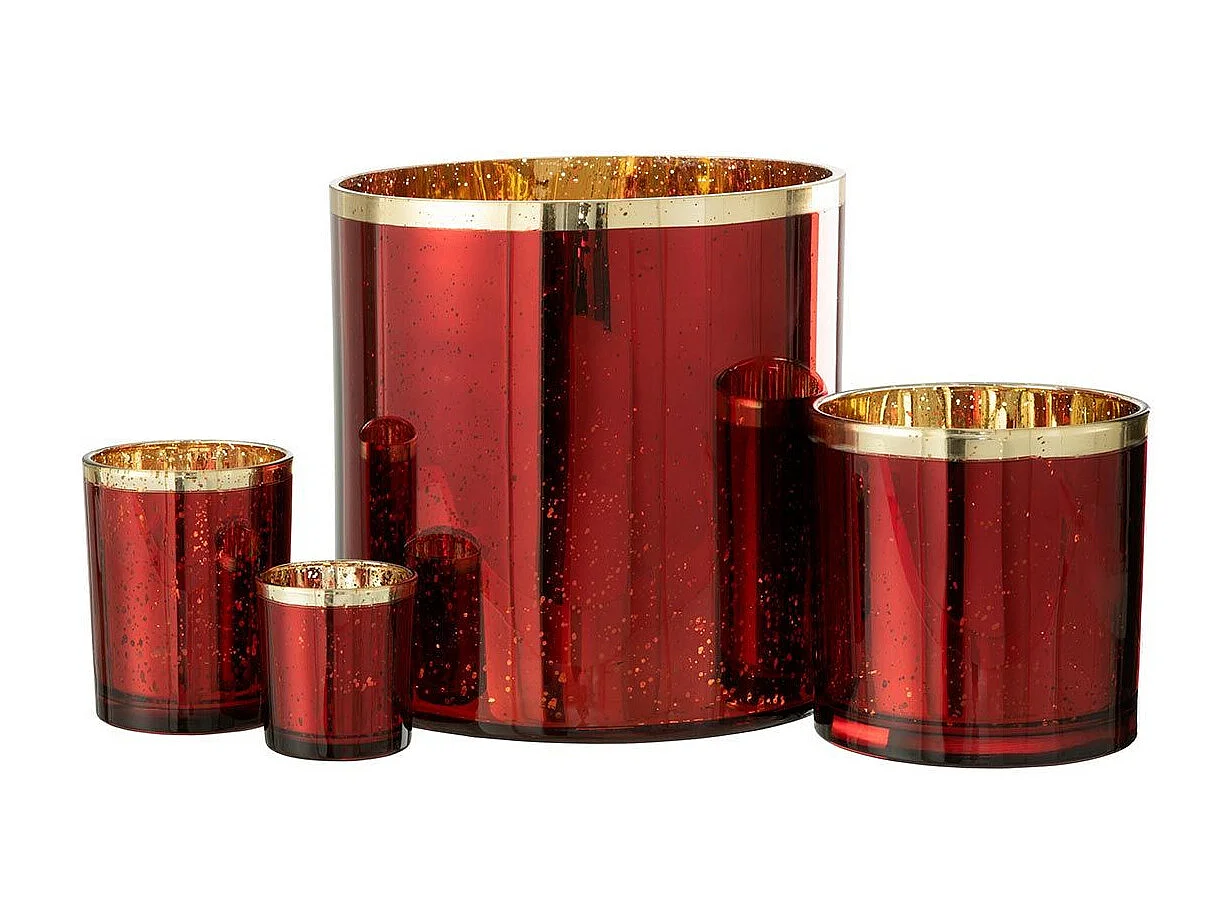 Photophore Design en Verre "Robby" 15cm Rouge