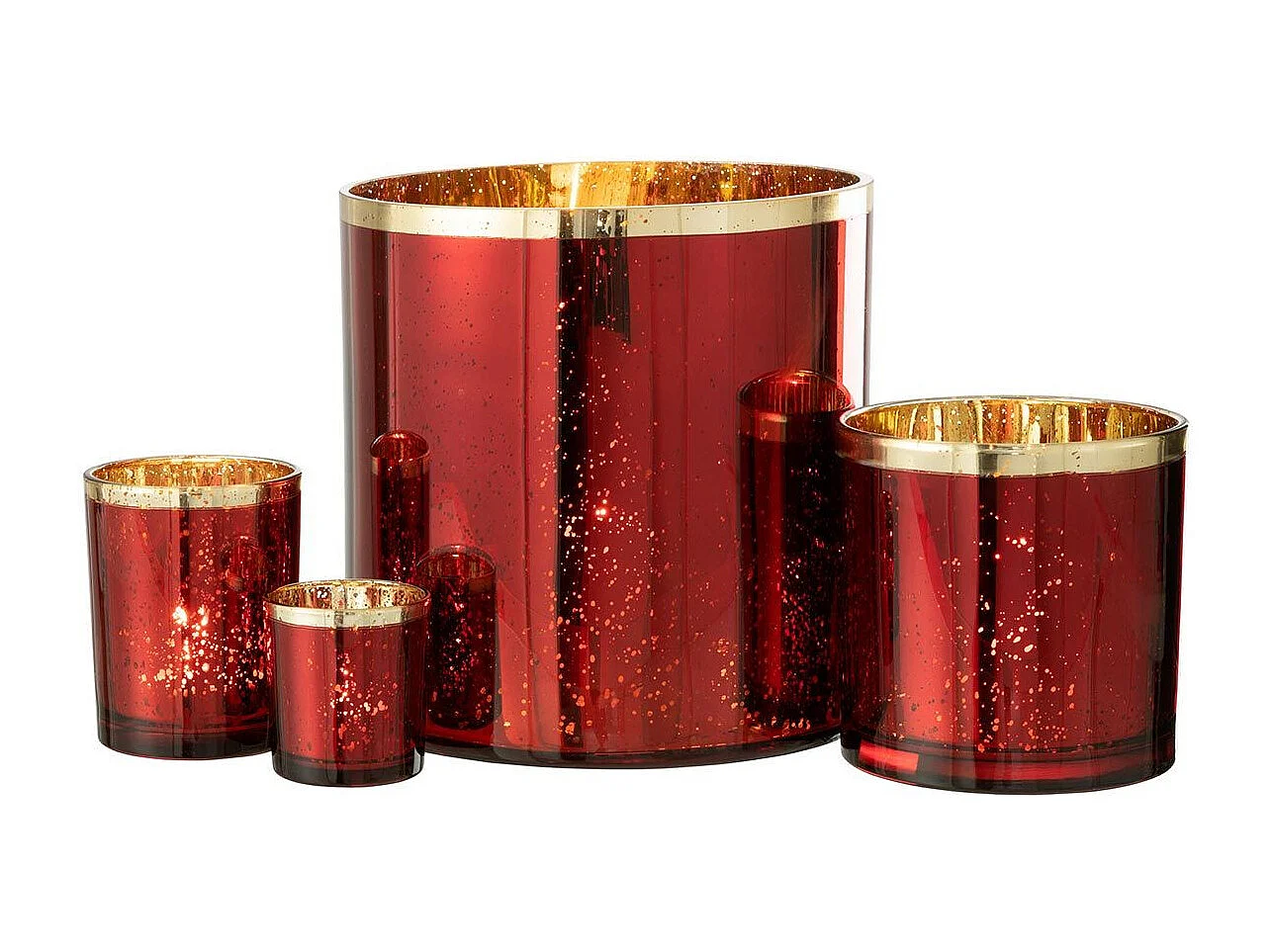 Photophore Design en Verre "Robby" 15cm Rouge