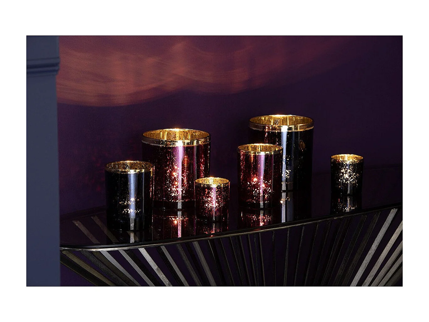 Photophore Design en Verre "Robby" 15cm Bordeaux