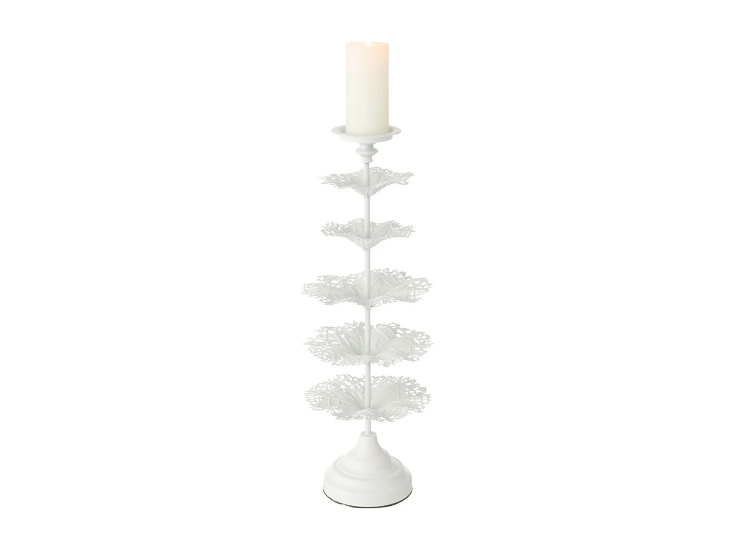 Photophore Design en Métal "Arbre" 62cm Blanc