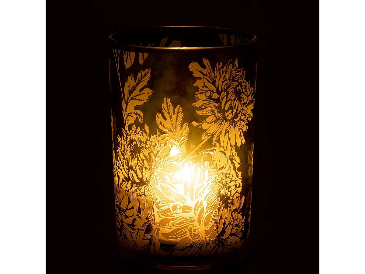 Photophore Design en Verre "Flora" 18cm Vert