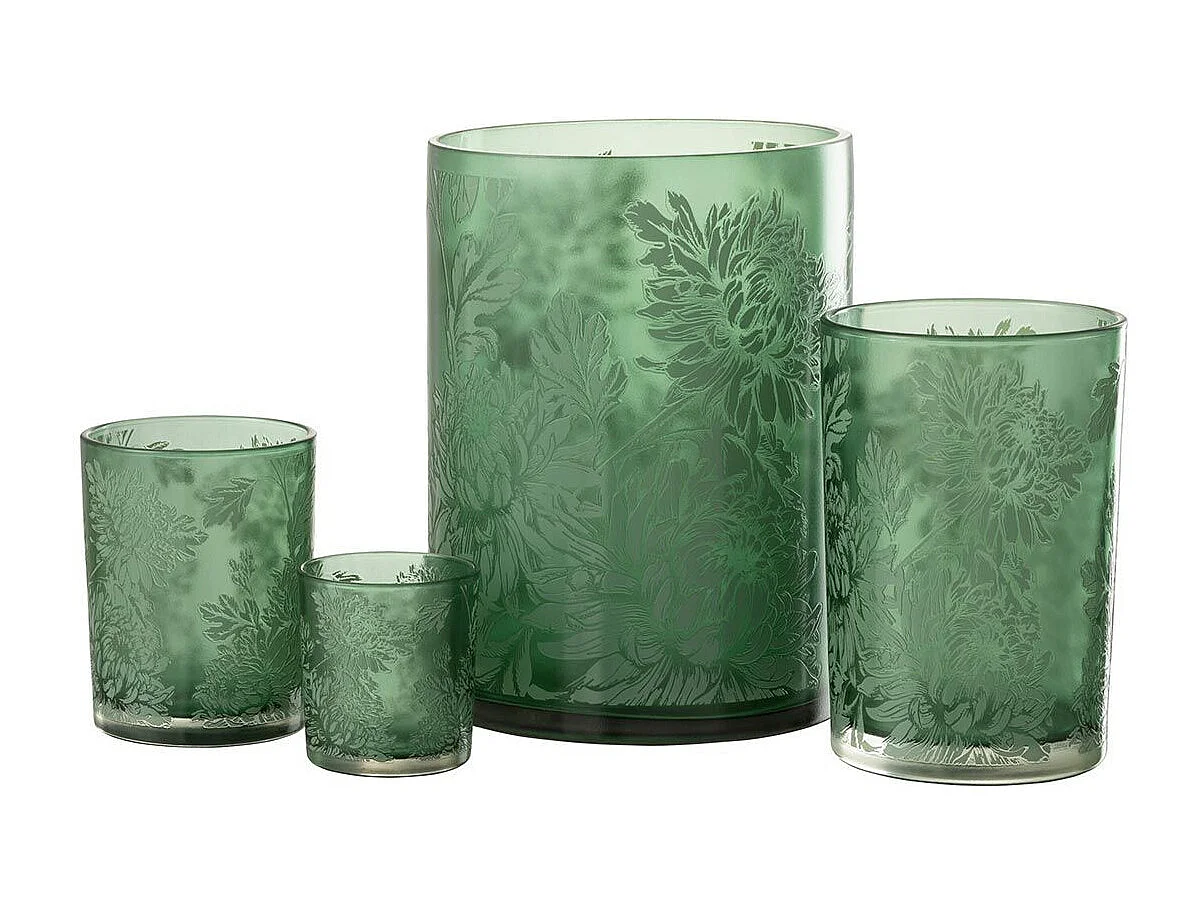 Photophore Design en Verre "Flora" 18cm Vert