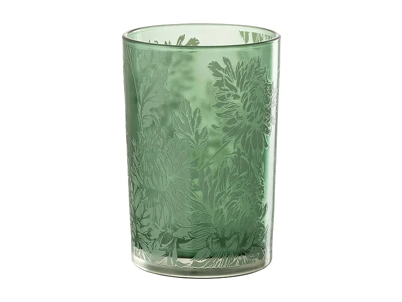 Photophore Design en Verre "Flora" 18cm Vert