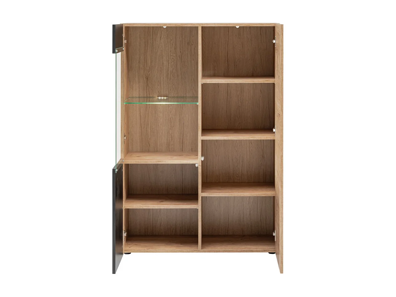 Meuble de Rangement Bas Rainuré "Aron" 132cm Naturel & Noir