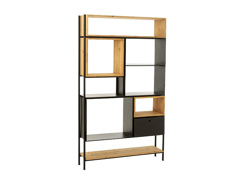Étagère en Bois "Tina" 110cm Noir & Naturel