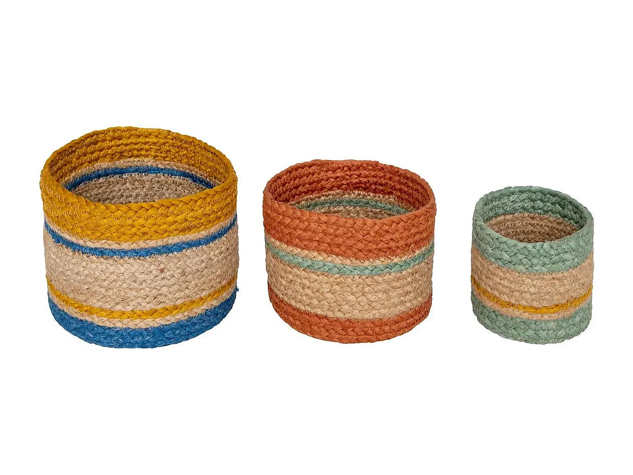 Lot de 3 Paniers en Jute "Marrakech" 19cm Multicolore