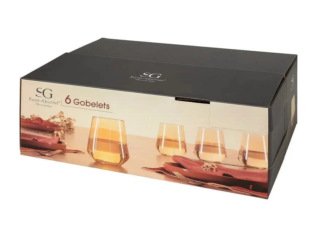 Lot de 6 Verres à Eau "Olga" 45cl Ambre