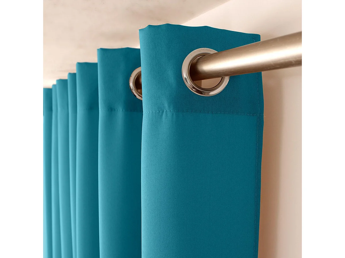 Rideau à Œillets Uni "Basic" 140x240cm Bleu Canard