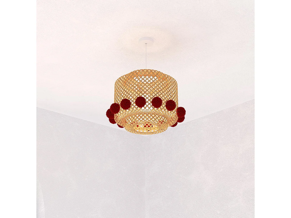 Lampe Suspension Enfant en Bambou "Liby" 30cm Naturel