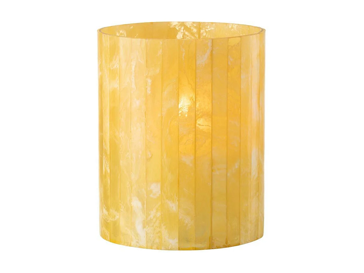 Photophore Design Lignes "Champêtre" 20cm Jaune