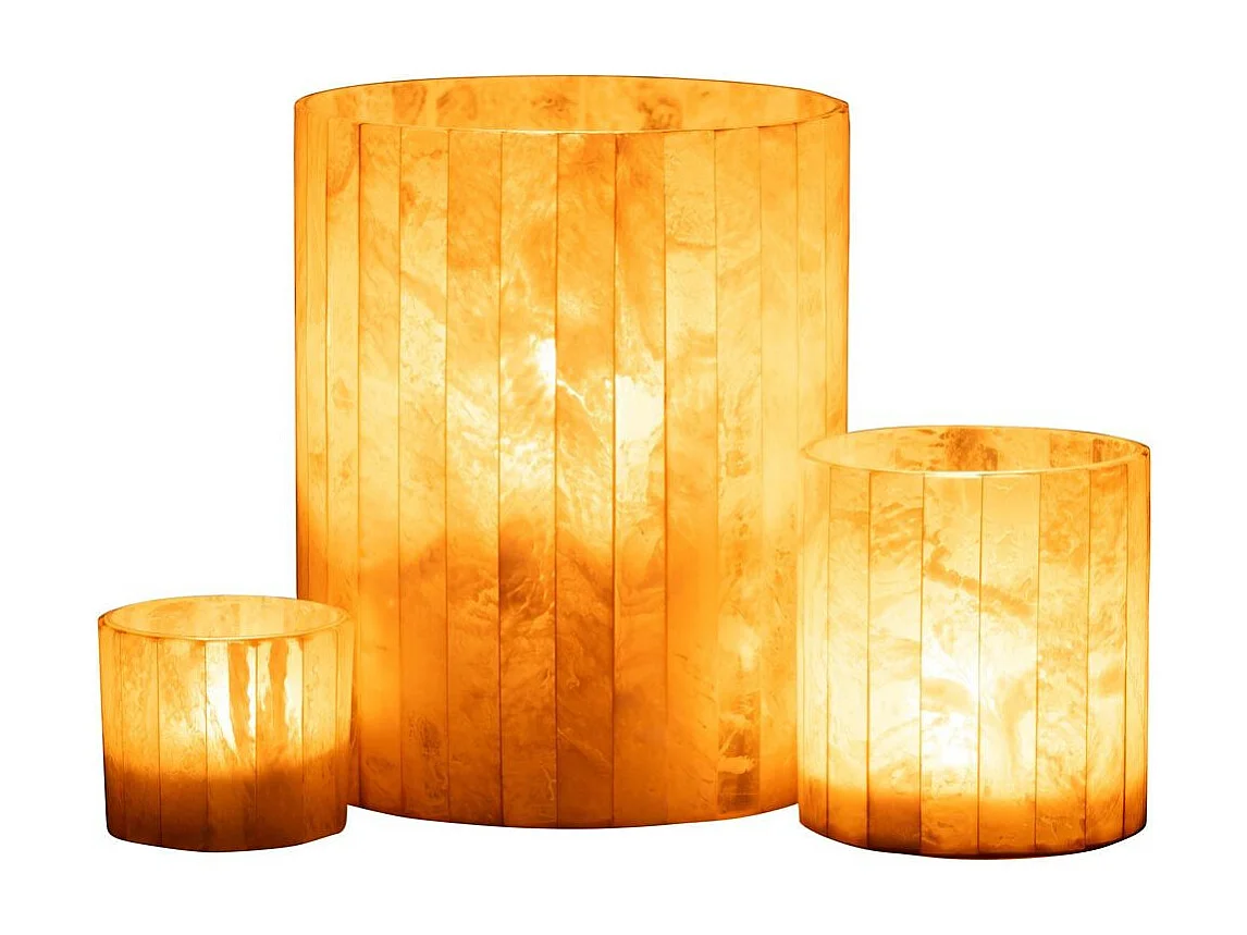 Photophore Design Lignes "Champêtre" 20cm Jaune