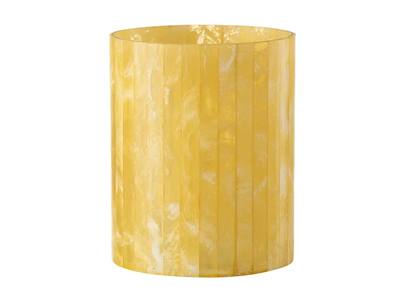 Photophore Design Lignes "Champêtre" 20cm Jaune