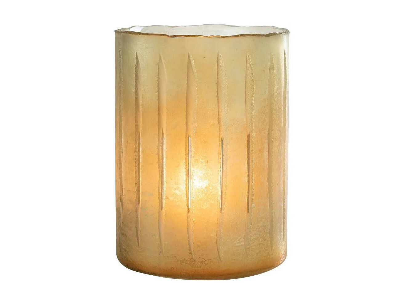 Photophore Déco en Verre "Sucre" 26cm Jaune