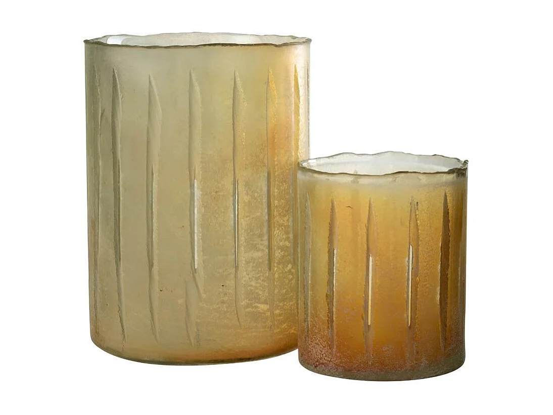 Photophore Déco en Verre "Sucre" 26cm Jaune