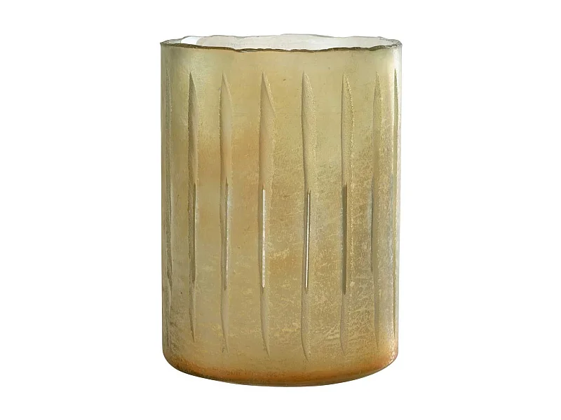 Photophore Déco en Verre "Sucre" 26cm Jaune