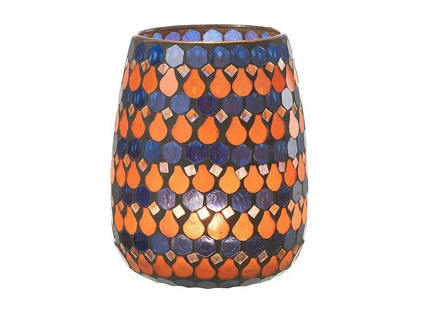Photophore Design Goutte "African Desire" 16cm Orange & Bleu