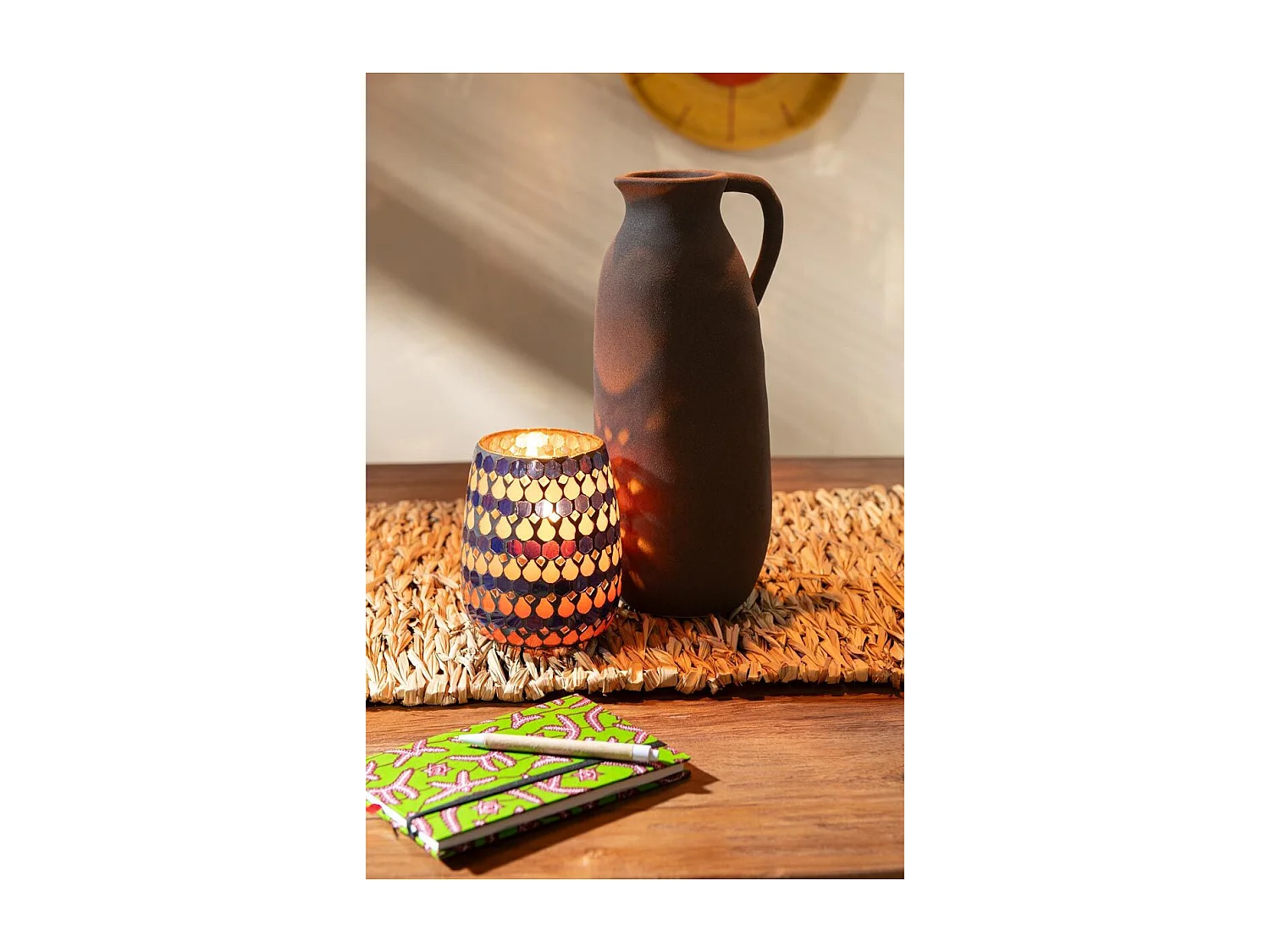 Photophore Design Goutte "African Desire" 16cm Orange & Bleu