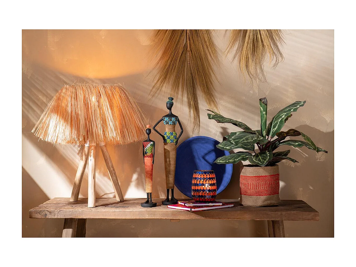 Photophore Design Goutte "African Desire" 16cm Orange & Bleu