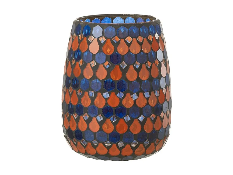 Photophore Design Goutte "African Desire" 16cm Orange & Bleu